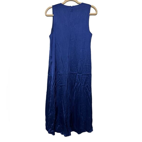 Banana Republic NWT Blue Satin Rayon Ruffle High Low Dress Women’s Size 10 - Picture 6 of 8